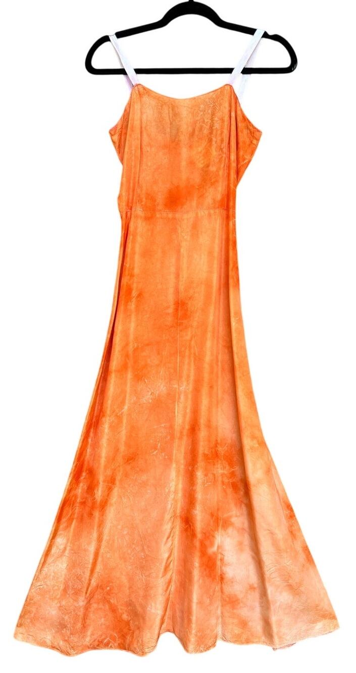 Antique Hand Dyed Orange Slip Dress Empire Waist Maxi Nightgown Woundedbird